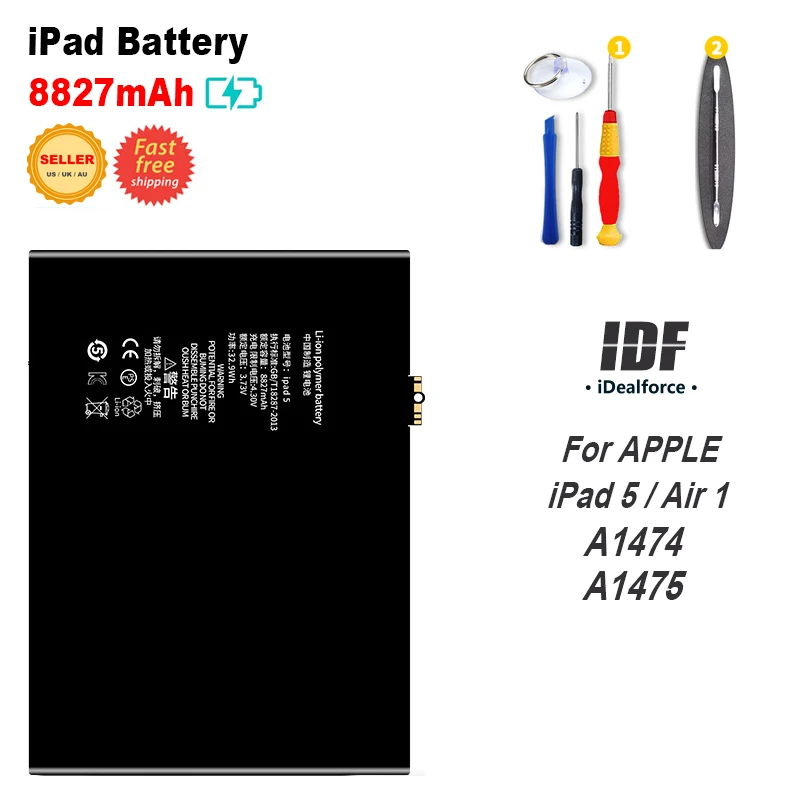 

Battery A1474 A1475 For iPad5 Air1 Internal Li-ion Battery Replacement (8827mAh) / IPAD 5 . Air 1 .