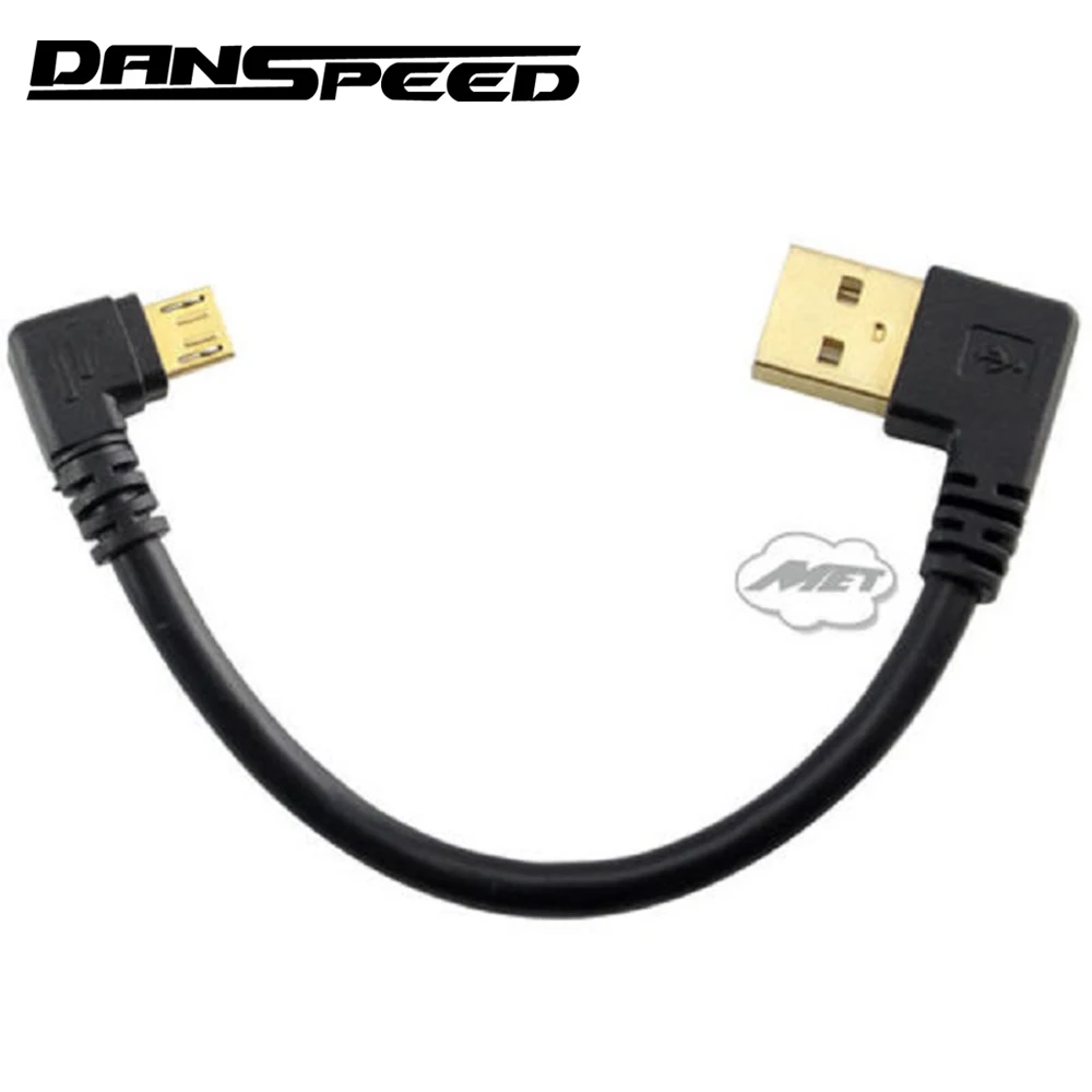 DANSPEED 15 см золотая пластина USB 2,0 A папа левый угол к микро Мужской правый угол позолоченный короткий кабель Кабель-адаптер для передачи данных