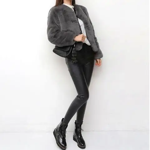 gris Épaississent Faux Fluffy Lapin Surdimensionné Vison De 2018 Manteaux Vestes G484 Survêtement Moelleux Manteau D'hiver Femmes Rétro Fourrure Noir fPSUq1xHw