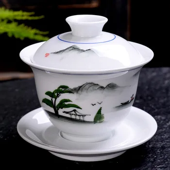 

180ml Ceramic Gaiwan,Porcelain Kungfu Tea Cup Ceremony Tureen teaware teaset for pu'er/puerh/oolong/white/green/black/flower tea