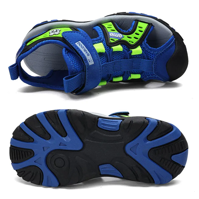 Boys sandals genuine leather Eur size 28~38 Children summer shoes child beach sandals Kids canvas rain breathable flats shoes 