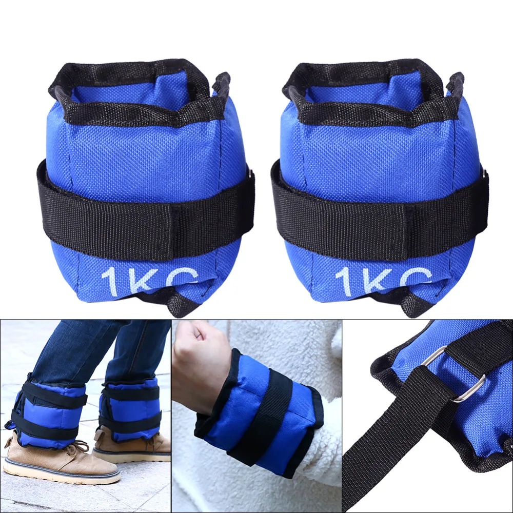 2pcs/pair 1 6kg Adjustable leg Ankle Wrist Iron Sand Bag Weights Straps