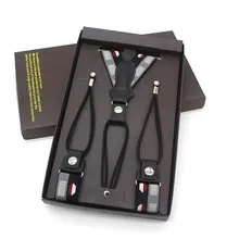 3,0 см джентльменский ретро первый слой из воловьей кожи на пуговицах, брюки на подтяжках, эластичный кожаный ремень для мужчин и женщин, ремень с 6 зажимами