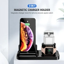 3 в 1 магнитное зарядное устройство для телефона Подставка для iPhone XS Max X Зарядное устройство Док-станция для Air Pods Apple Watch Магнитная Зарядка