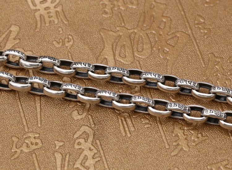 8 мм толстое ожерелье Будды из серебра 925 пробы для женщин и мужчин мантра Писание Vajra Instru мужское ожерелье кулон ювелирные изделия N21
