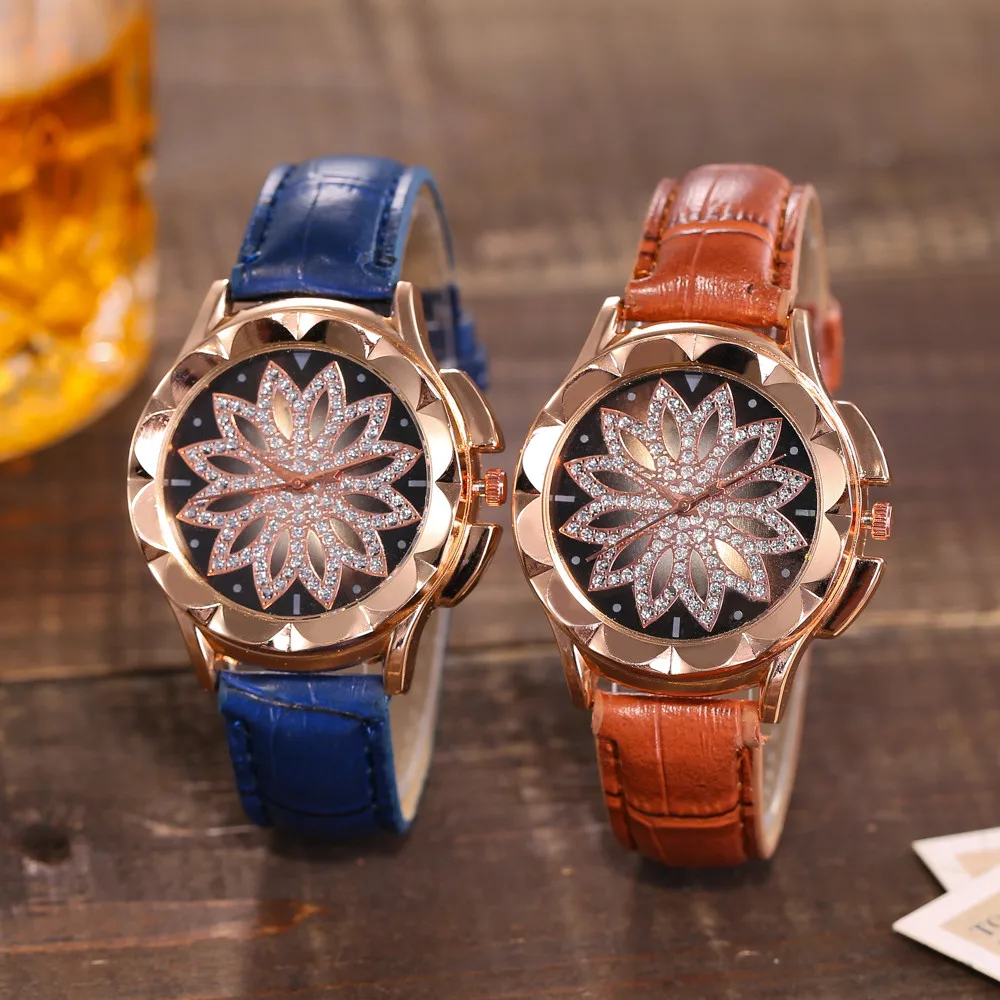 

Vansvar Mesh Magnet Buckle Lucky Flower Women Ladies Watch Table Fashion Girl Geometric Surface Quartz Watch Female Watches Q
