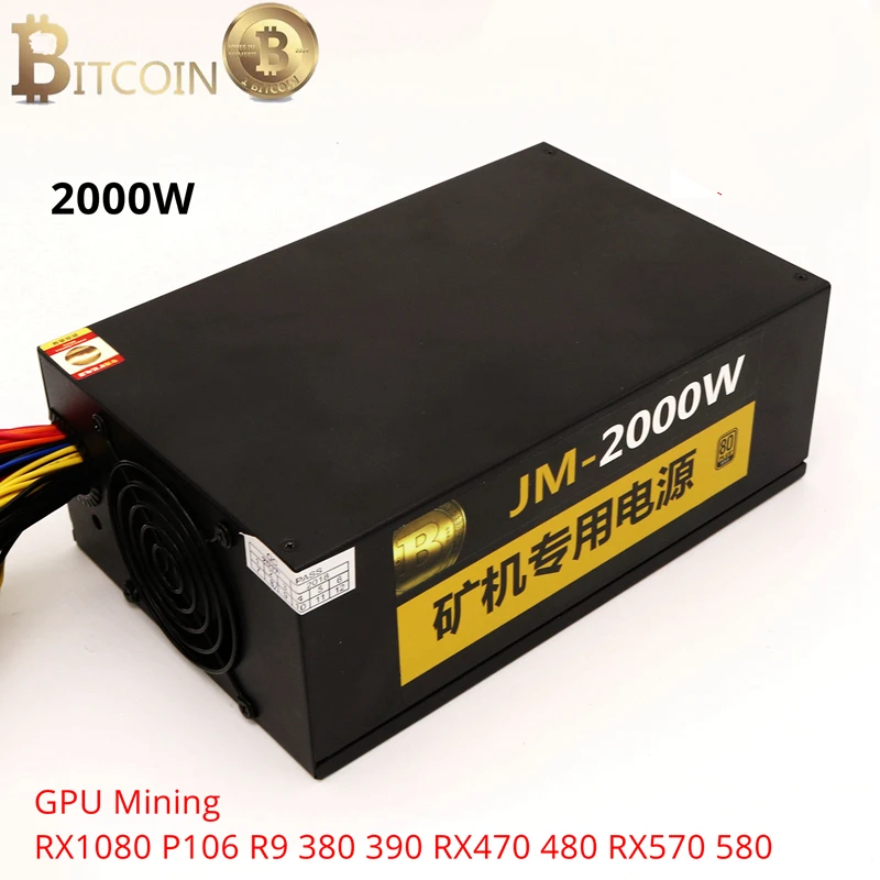 

Asic bitcoin mining 2000W power supply 93% High Efficiency for ETH Coin Machine supports 8GPU card gtx1080 1070 980 RX570 580