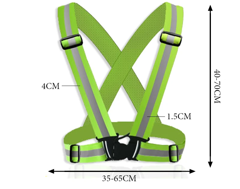 Жилет Светоотражающие безопасные жилеты высокая видимость эластичный ремень жилет для мужчин один размер подходит для большинства типов тела