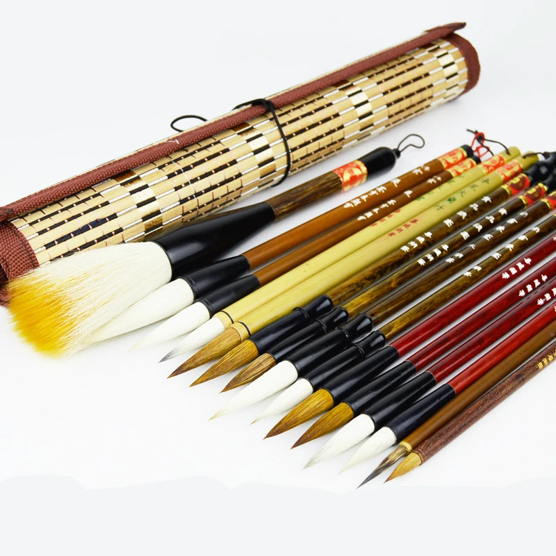 

Deluxe Set High Quality Traditional Calligraphy Pen Brush Painting Large Middle Small Regular Script Writing Brushes Pen 15pcs