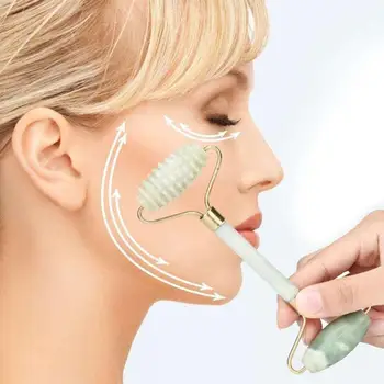 

Jade Stone Face Roller Facial Massager Rolling Wheel Natural Slimming Woman Beauty Smooth Wrinkles Face Lifting Tool Skin Care