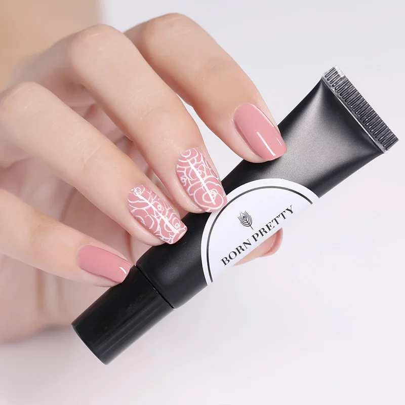 BORN PRETTY 8ml Nail Stamping Gel Polish White Black Glitter Soak Off Gel Nail Stamp Polish for Man