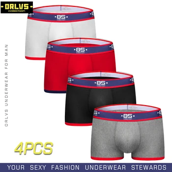

BS 4PC/LOT Brand Sexy Men Underwear Male Boxers Cotton Breathable Comfortable Underpants Quick Dry Men Sleepwear Boxershorts