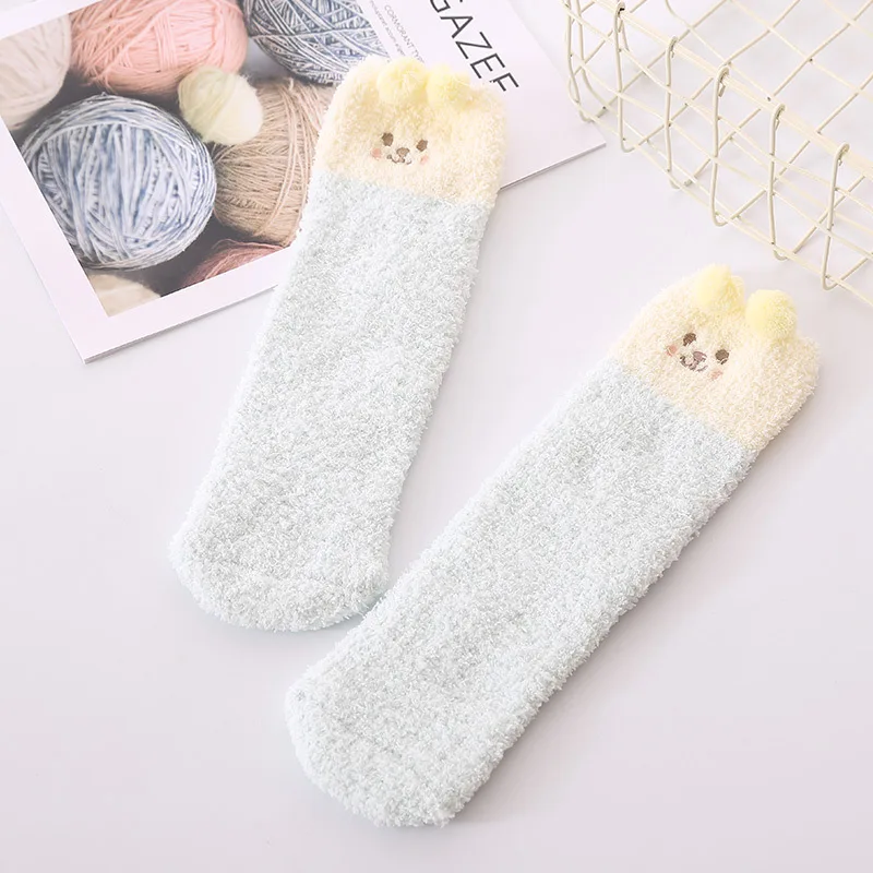 Cute Funny socks women Cartoon socks plush fluffy bear ball cute thick woman socks special for autumn and winter
