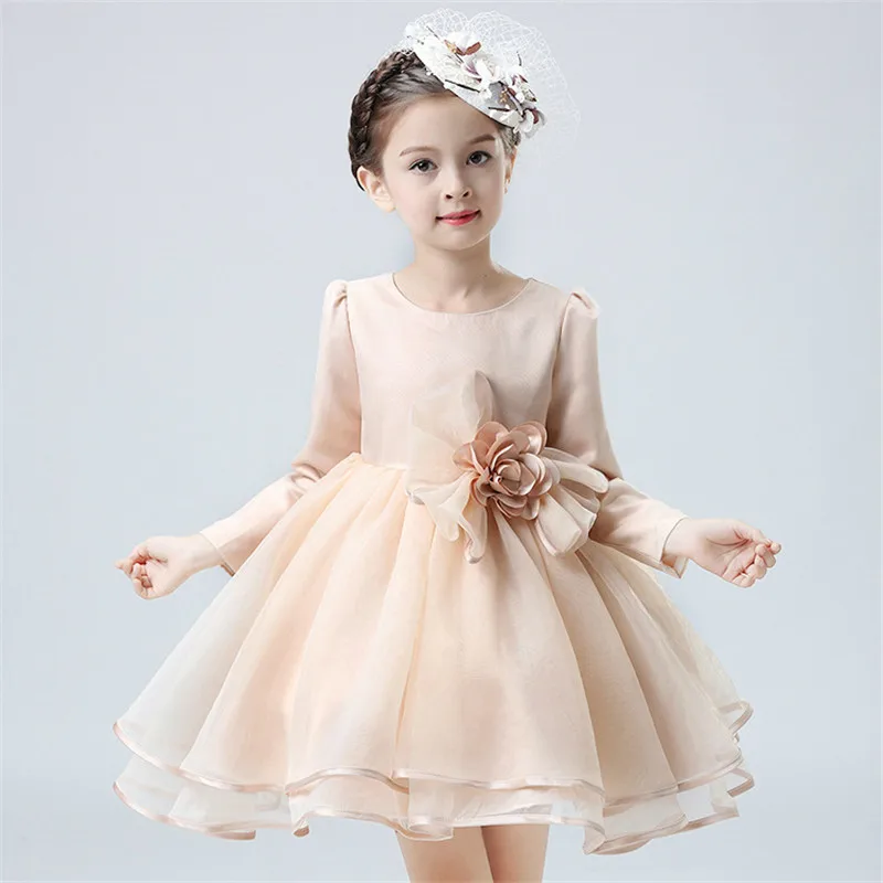 Royal princess Girls Dress With Vintage Floral Top autumn Party Wedding