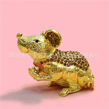

European Chinese style Metal enamel painted crafts mouse model, home desktop decor decoration ornaments(A557)