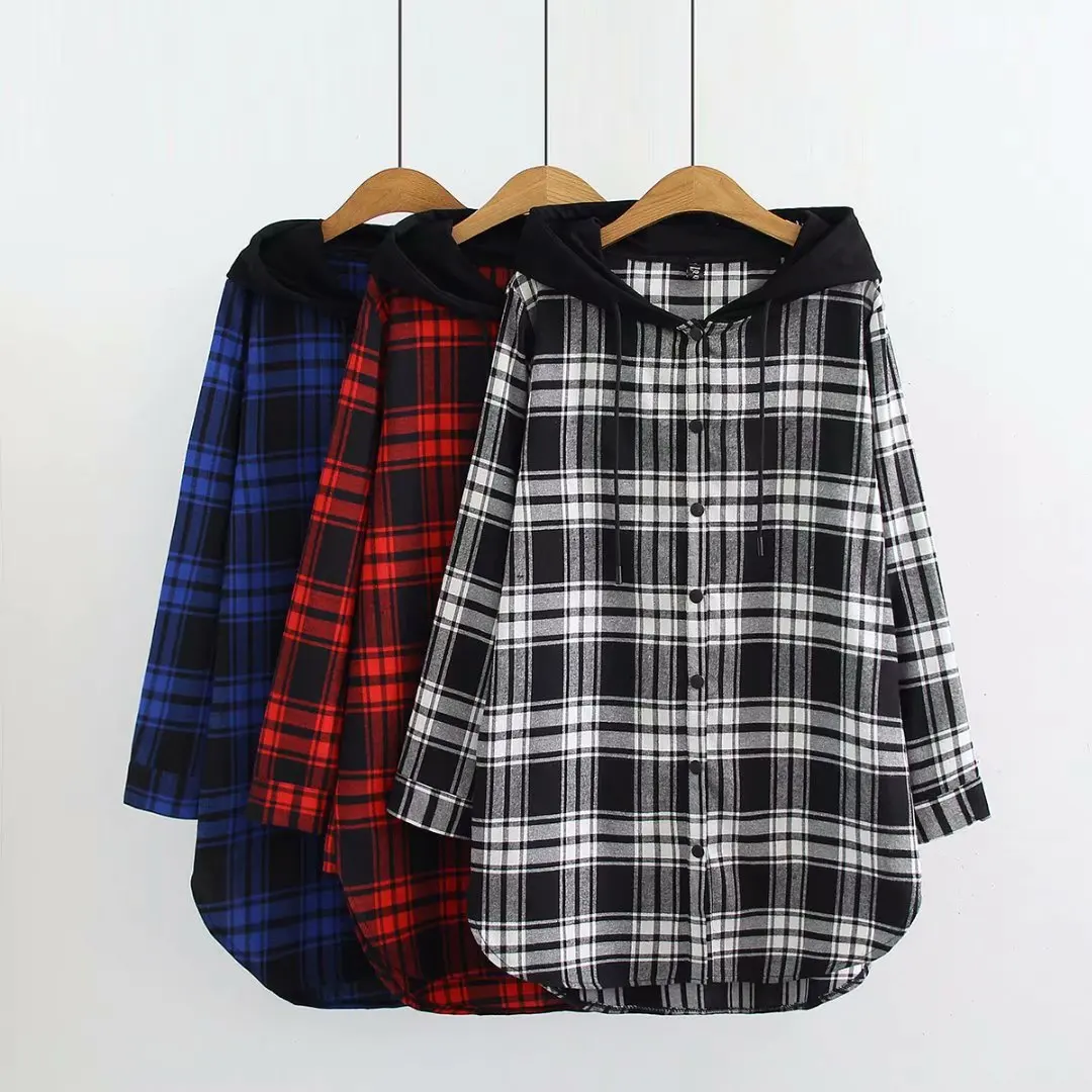 

Oversize Plus Size Big Women's Autumn Winter Woman Loose Fashion Coat Lady Jacket Casual Long Sleeves Plaid Coats Outwear