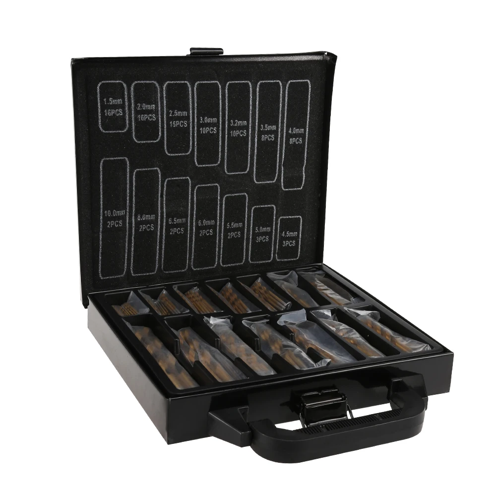 99PCS HSS Twist Drill Bit Set 1.5-10mm Titanium Coated Surface 118 Degree For Drilling Metal DIY Home Use With Box / OPP Packing 99PCS HSS Twist Drill Bit Set 1.5-10mm Titanium Coated Surface 118 Degree For Drilling Metal DIY Home Use With Box / OPP Packing