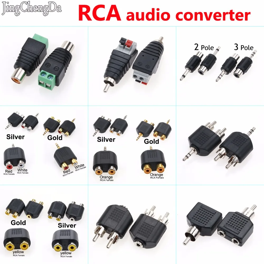 

JCD RCA Female to 2 RCA Female Audio Video Cable Jack Plug Adapter Connector 3.5 mm male to 2 RCA female / 3.5 to rca