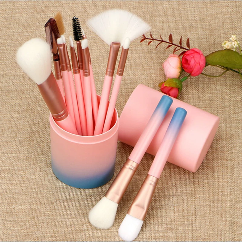 

12pcs/1pc Makeup Brushes Kit With Case Wooden Handle Cosmetics Foundation Eyeshadow Blush Powder Contour Make Up Brushes Set