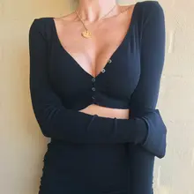 Для женщин пикантные летние Повседневное бак Майки блузка укороченный топ с длинным рукавом рубашка Длинные рукава топ на пуговицах женские; с открытыми плечами; кардиган