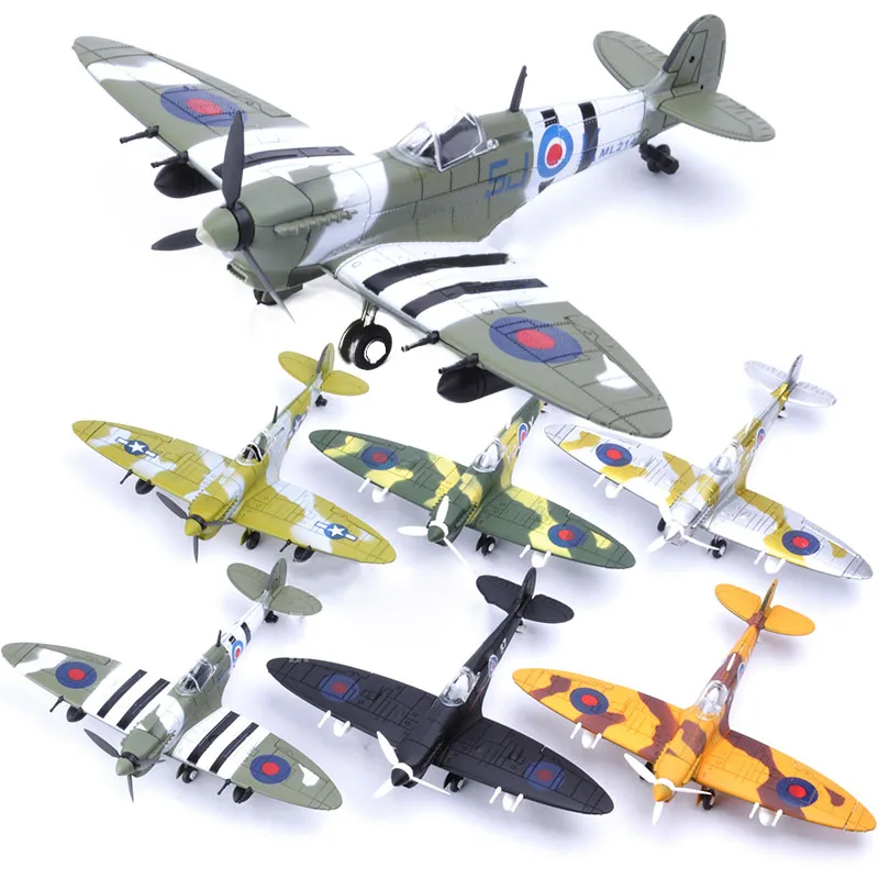 

6Pcs Different 22*18CM Assemble Fighter Model Toys Building Tool Sets Aircraft Diecast 1/48 Scale War-II Spitfire Gift for Boy
