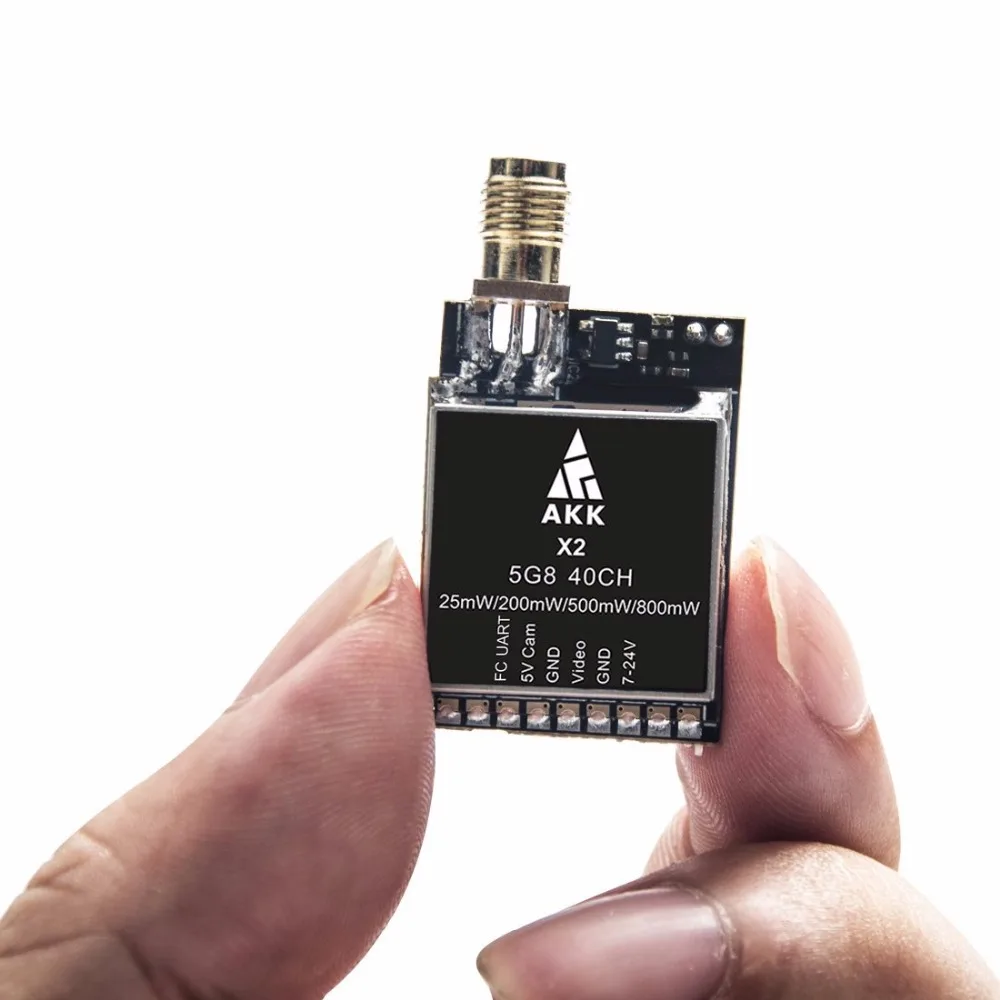 

AKK X2 5.8Ghz 40CH 0.01mW/25mW/200mW/500mW/800mW Switchable FPV Transmitter Compatible with Betaflight OSD FC