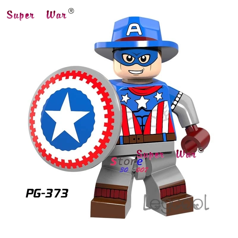 

1PCS model building blocks action superheroes Cowboys Captain America Best diy toys for children gift