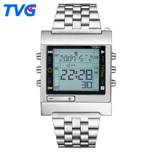 TVG Brand Men Sports Watches Military Quartz Digital LED Watch Men Waterproof Alarm TV DVD Remote
