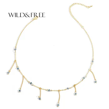 

WILD & FREE 2017 Fashion Beads Choke Necklace Handmade Gold&Silver Color Tassel Choker New Bijoux Maxi Necklaces Collier Jewelry