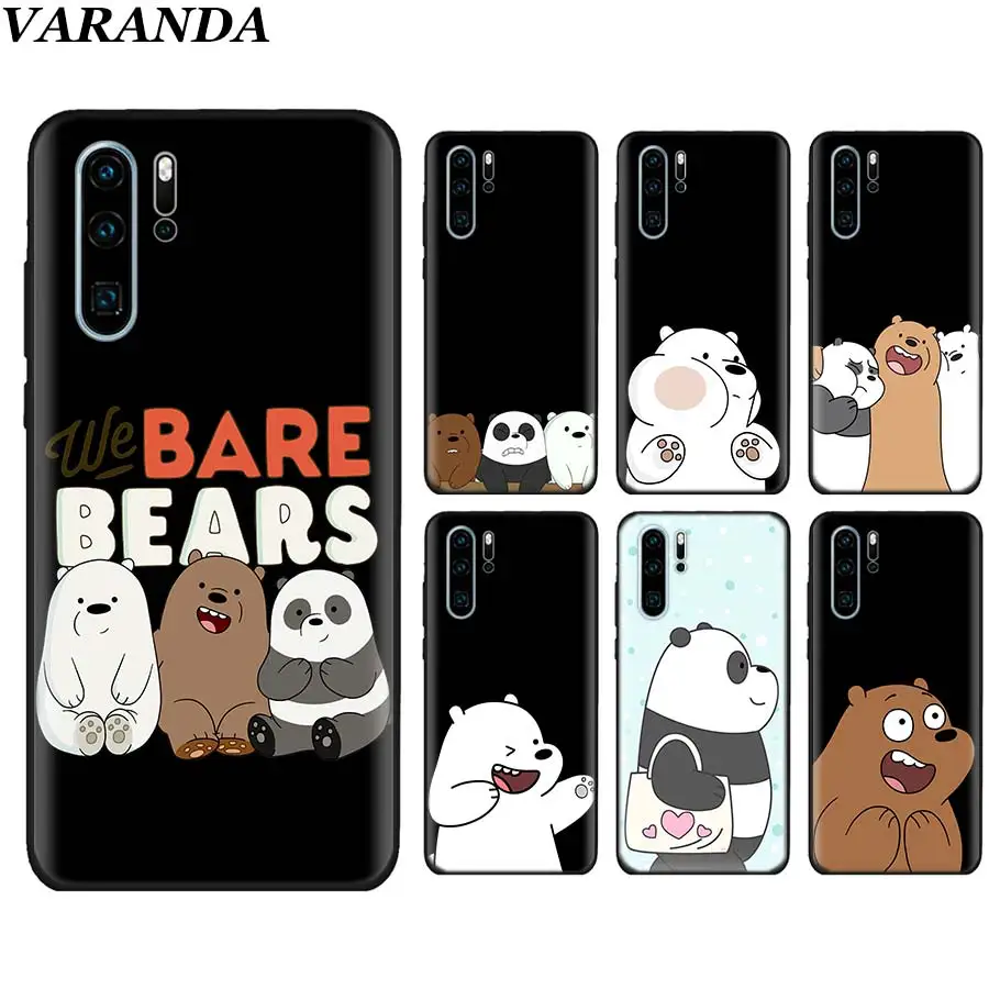 

We Bare Bears Black Soft Cases for Huawei P30 P30 Pro P10 P20 Lite P Smart View 20 Soft Silicone cover coque
