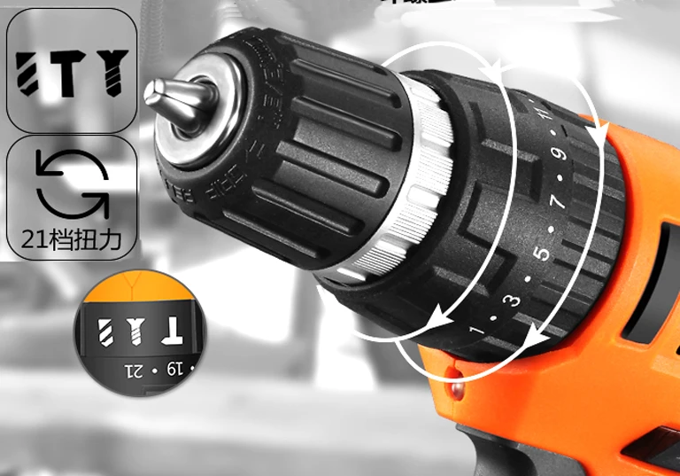 LOMVUM 20V Cordless Portable Impact Electric Drill Adjustable speed puncher Screwdriver MINI electric tool lithium battery  (2)