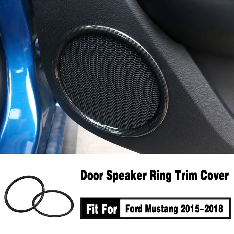 

Carbon Black Door Speaker Ring Trim Cover Vent Outlet Covers Frame ABS For Ford Mustang 2015-2018 Ring Molding Garnish Surround