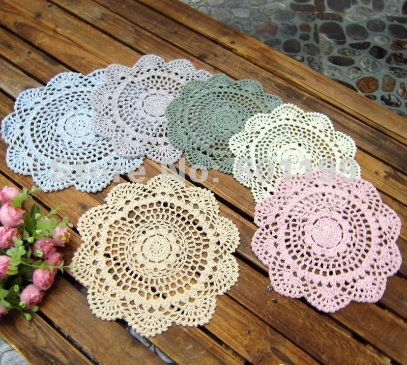 

6 Vintage Crocheted Doily Lot Assorted Doilies