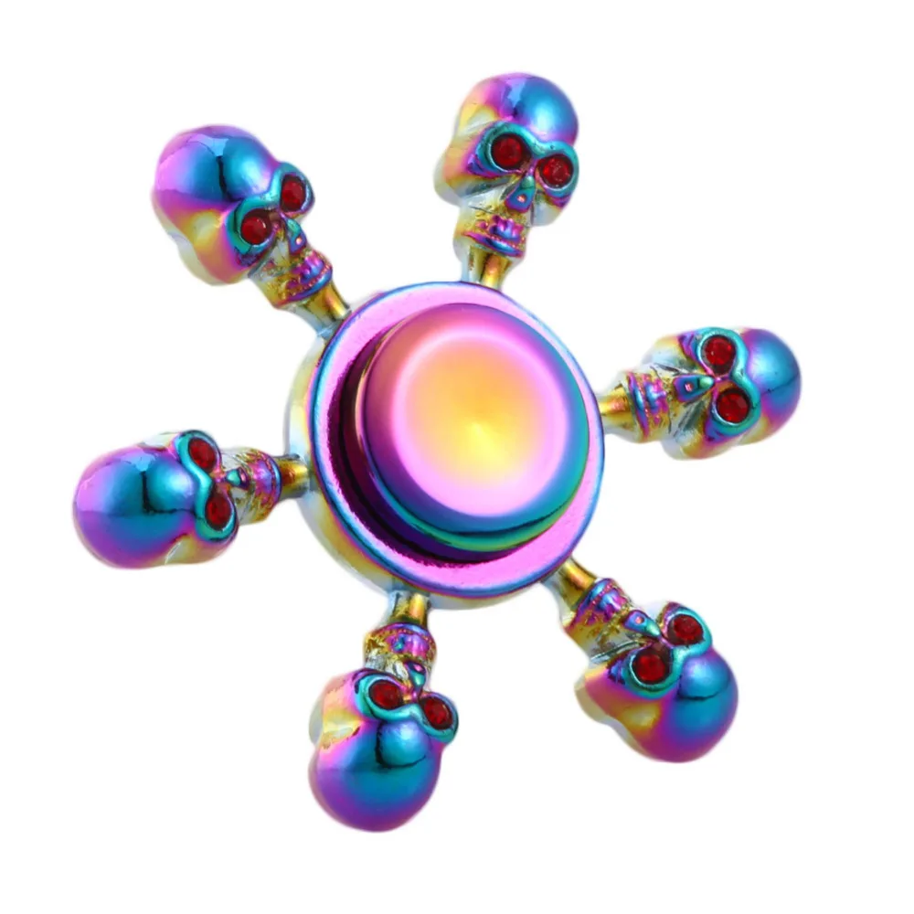 Rainbow Skull EDC Spinner Triangle Hand Spinner Metal ADHD Autism Focus