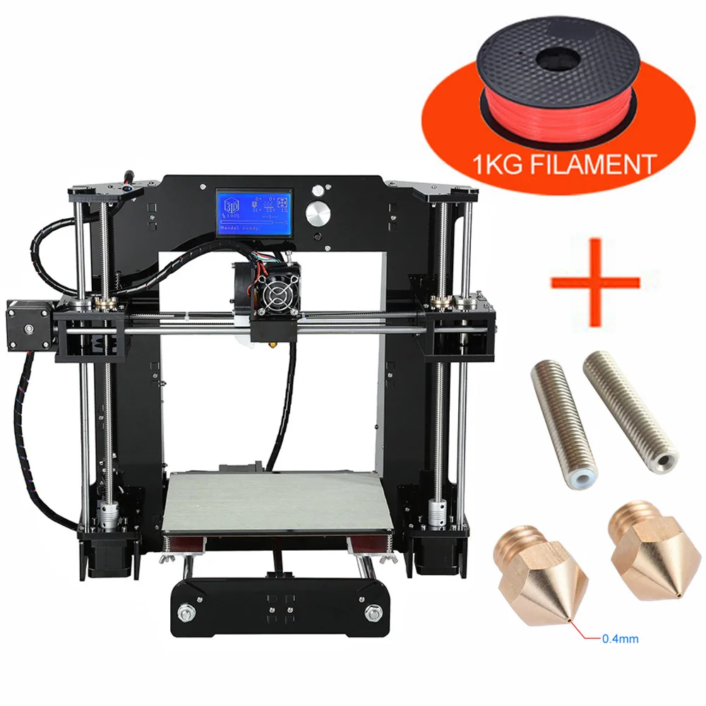 Anet A6 большой размер настольный 3d Принтер Комплекты Reprap i3 DIY самостоятельная сборка ЖК-экран с 16 Гб sd-картой размер печати 220*220*250 мм - Цвет: a6 add 1kg and gifts