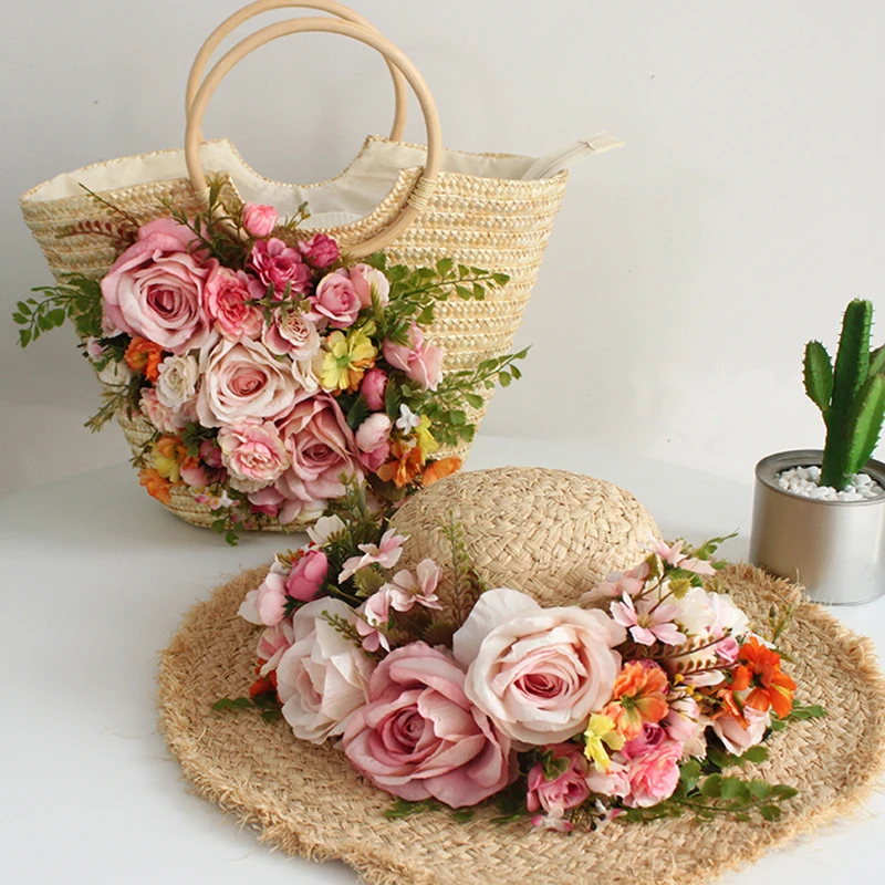 flower straw bag