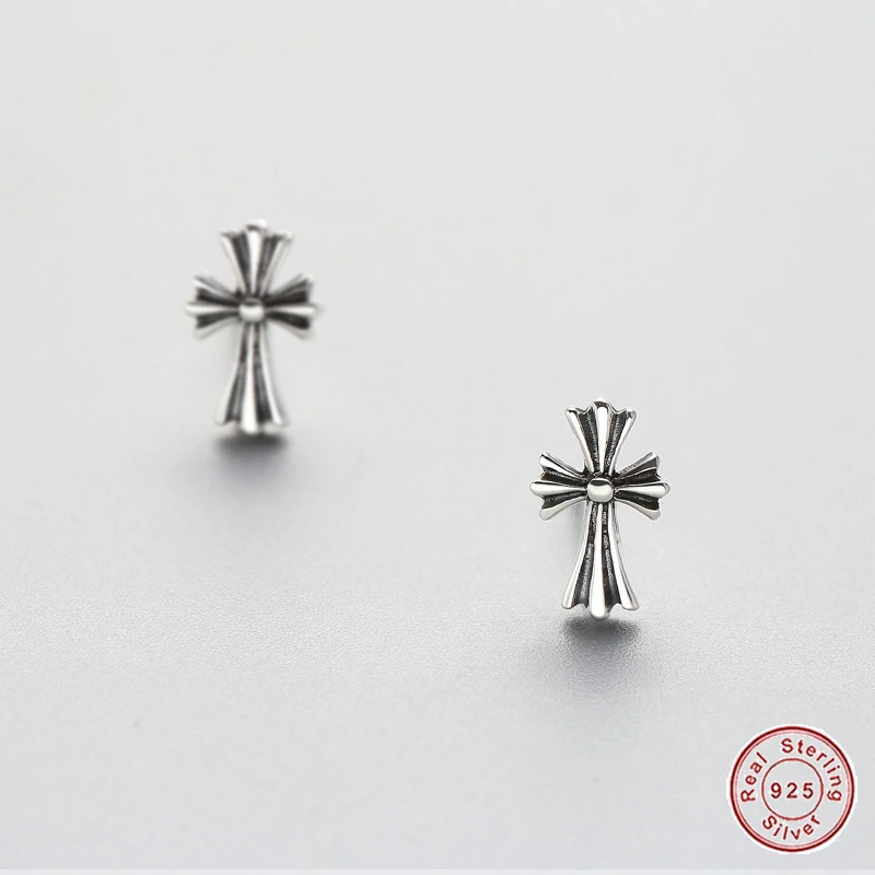 

Authentic New Arrival 925 Sterling Silver Vintage Cross Earrings for Women Fashion Jewelry Wholesale E996