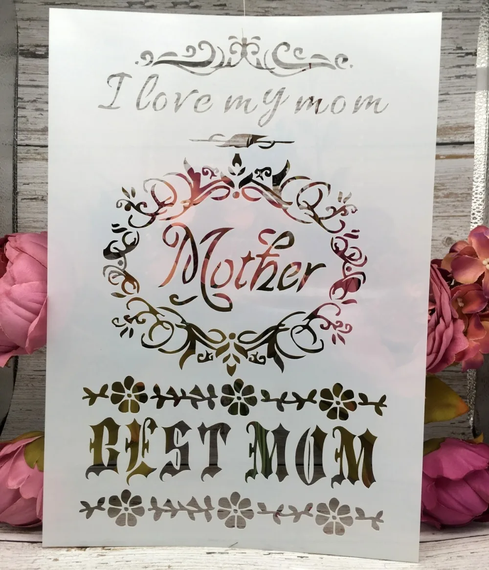 I Love My MOM A4 DIY Craft Layering Stencils Wall Painting Scrapbooking