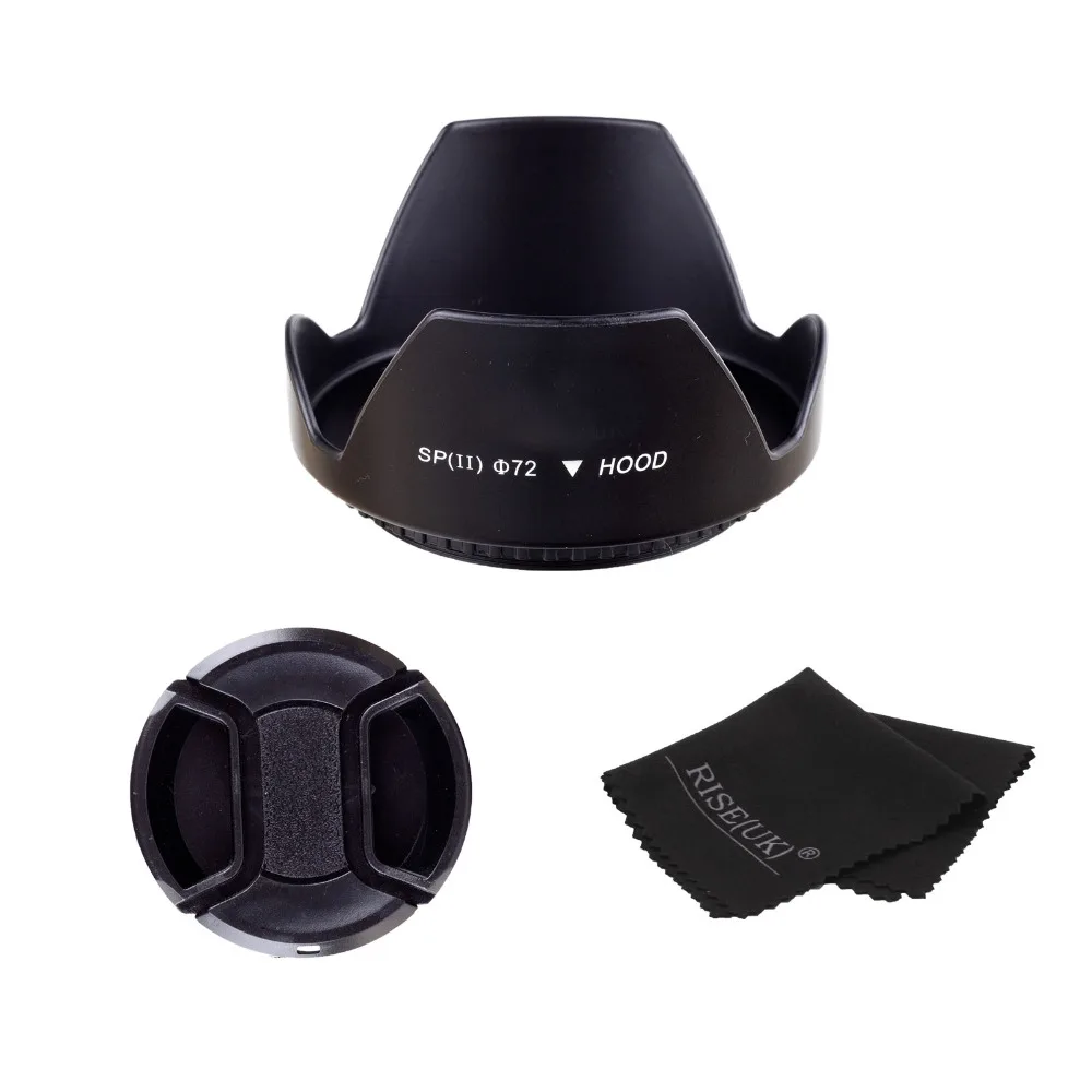 72MM Lens Hood + Cap + clean cloth for Nikon canon sony pentax camera