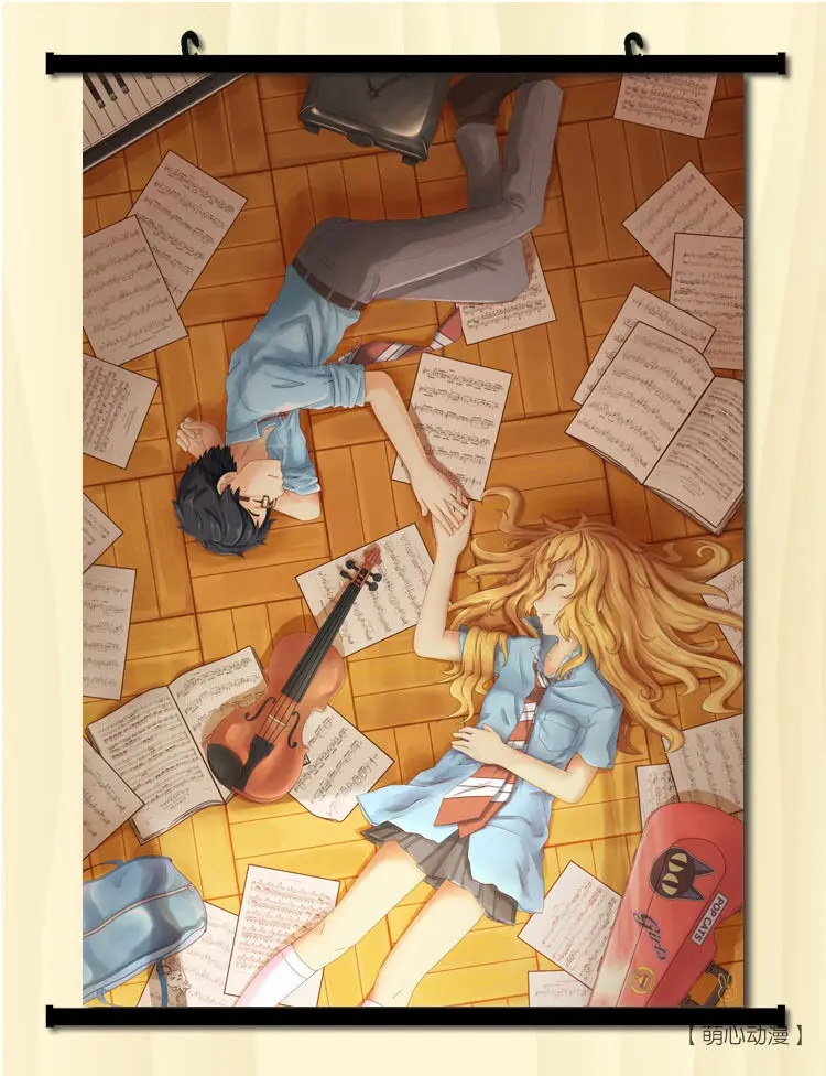 Аниме постер Shigatsu wa Kimi no Uso настенная прокрутка печатная картина домашний декор