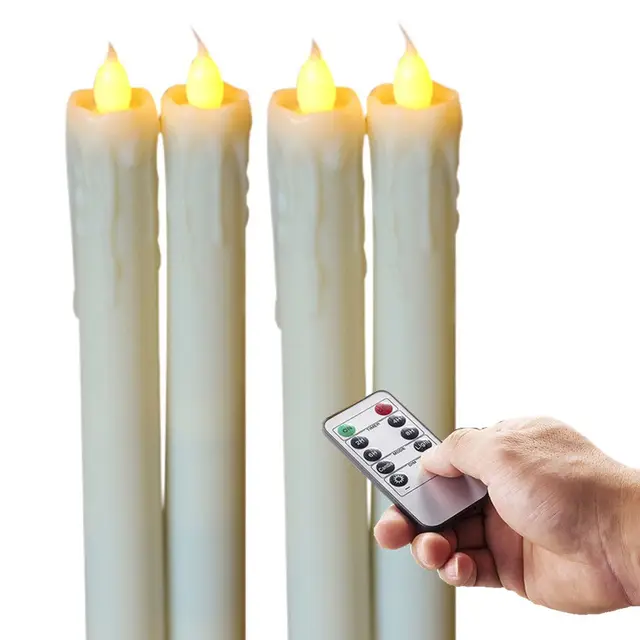 Wholesale 4pcs Drop 8" Flameless Battery Operated LED Taper Candles