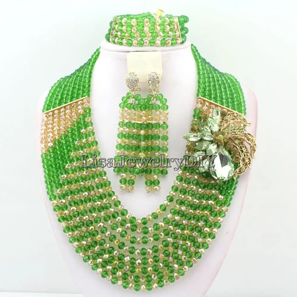 Beautiful Nigerian Wedding Bridal Necklace Earrings Jewelry Set African