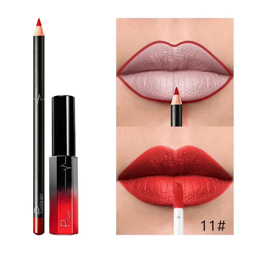 Health and Beauty Long Lasting Lipstick Waterproof Matte Liquid Gloss Lip Liner Cosmetics Set liquid matte lipstick C0830 | Красота и