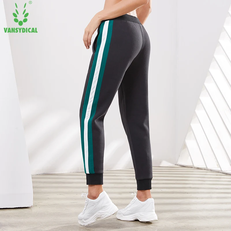 Женские спортивные штаны для бега, женские тренировочные брюки для фитнеса, спортивные штаны с завязками, комбинированные цвета, Vansydical
