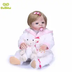 Bebe Кукла реборн menina 22 "55 см полный силиконовые куклы для новорожденных и малышей игрушки для детей подарок новорожденного девочка кукла