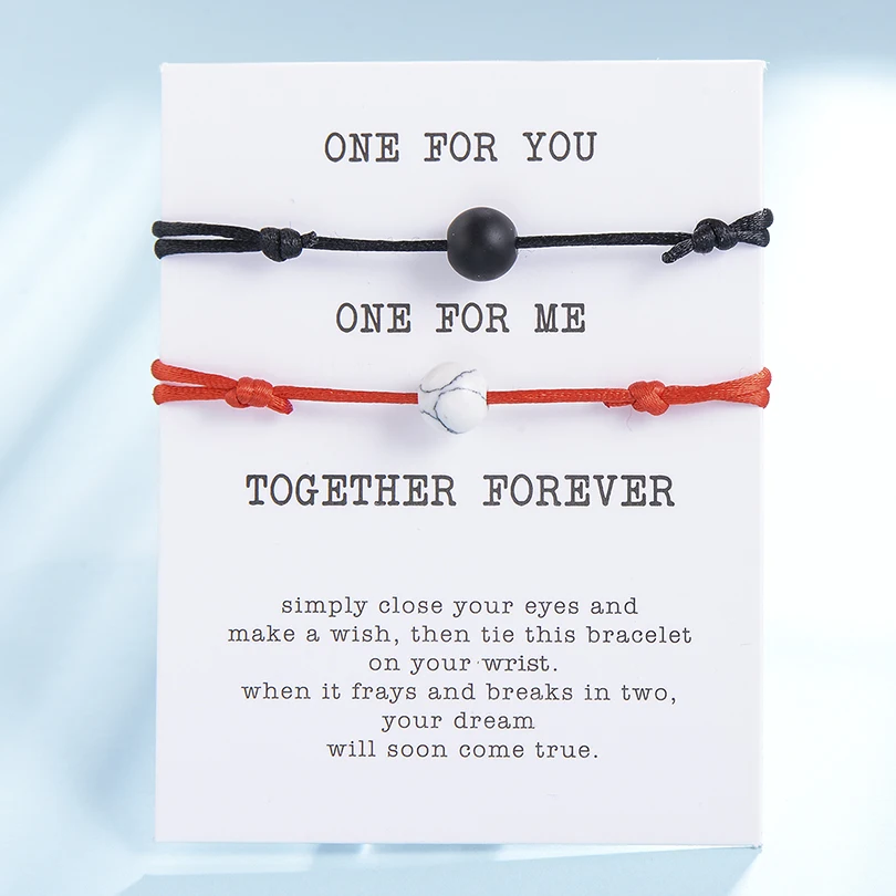 

4Pcs/Set Summer Natural Stone Bead Charm Bracelet for Couple Friendship Jewelry Multicolor Rope Braiding Bracelets Card Gift