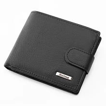 100% Vraie Peau de Vache En Cuir Portefeuille Hommes Poche à Monnaie Bourse Carteira Masculina Marque Portefeuille Mâle À Trois Volets Noir Brun Véritable Portefeuille