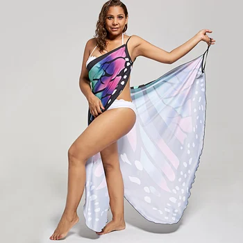 

Wipalo Women Plus Size Butterfly Wrap Cover Up Dress Butterfly Wing Beach Cover Up Big Size 5XL Casual Ladies Beach Cover Up
