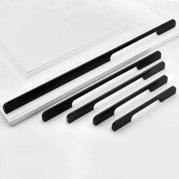 

1000mm Champaign Gold Cabinet Handle Simple Kitchen Handles Drawer Pulls Black Aluminum Handles For Furniture
