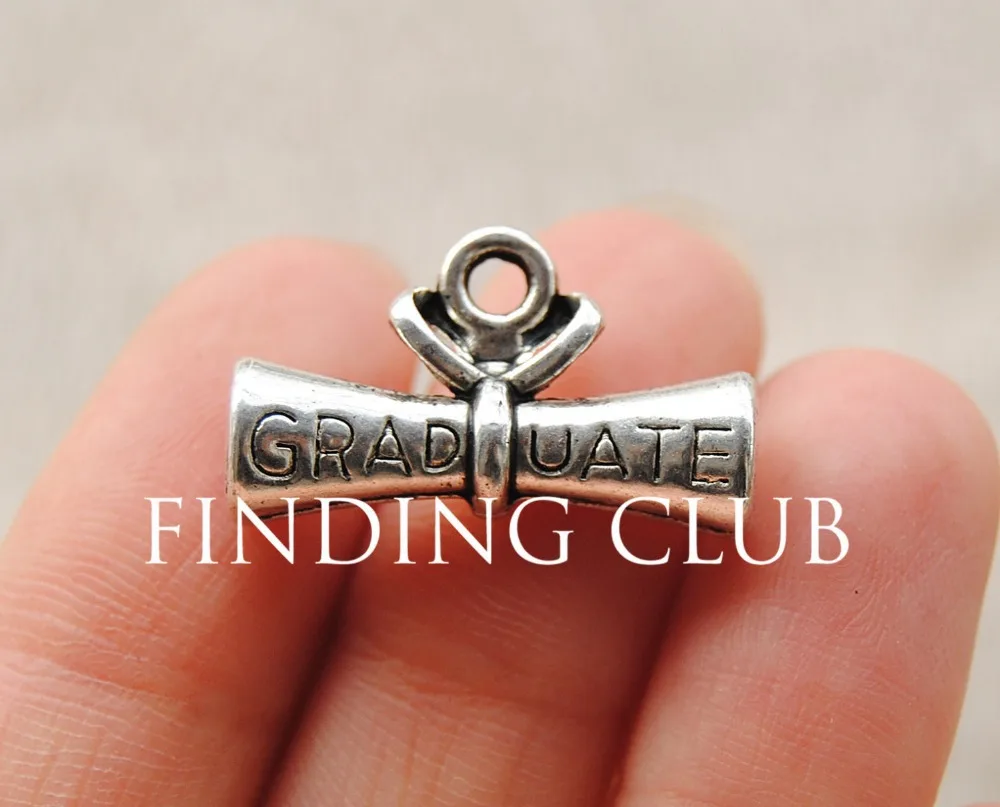 

20 pcs Antique Silver Graduate Diploma Charms Pendant DIY Metal Bracelet Necklace Jewelry Findings A653